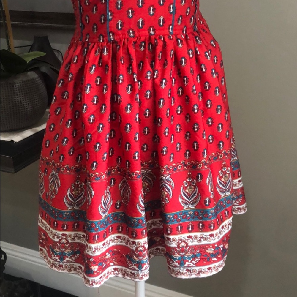 (Sold) Band of Gypsies Red Bustier Fit & Flare Dr - Picture 3 of 8